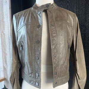 BCBG MaxAzria Crop Moto Leather Jacket, M, Like New